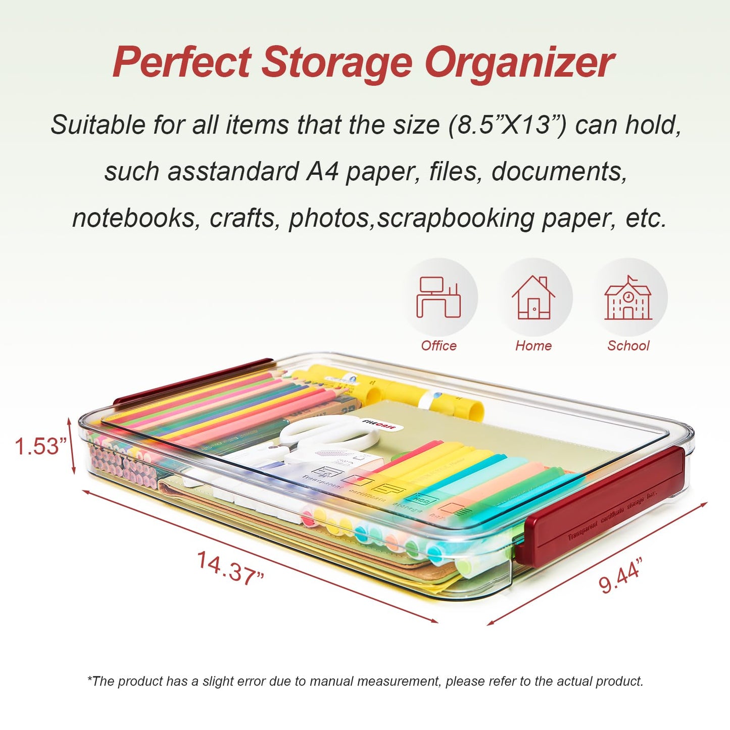 CATOOMUU 3-Pack 9x13 Shallow Flat Clear Plastic Project Case Storage Box