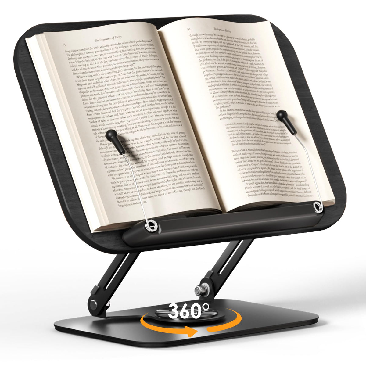 SupeDesk Book Stand for Reading, Adjustable Book Holder with 360° Rotating Bases, Multifunctional