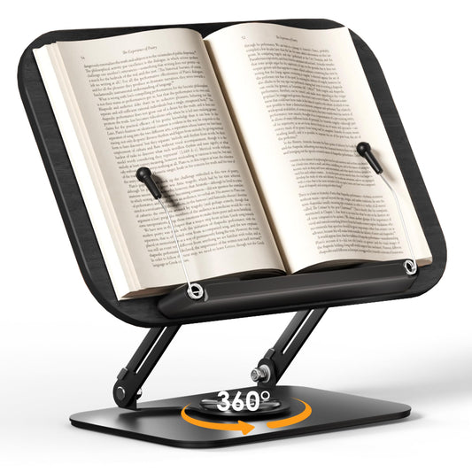 SupeDesk Book Stand for Reading, Adjustable Book Holder with 360° Rotating Bases, Multifunctional