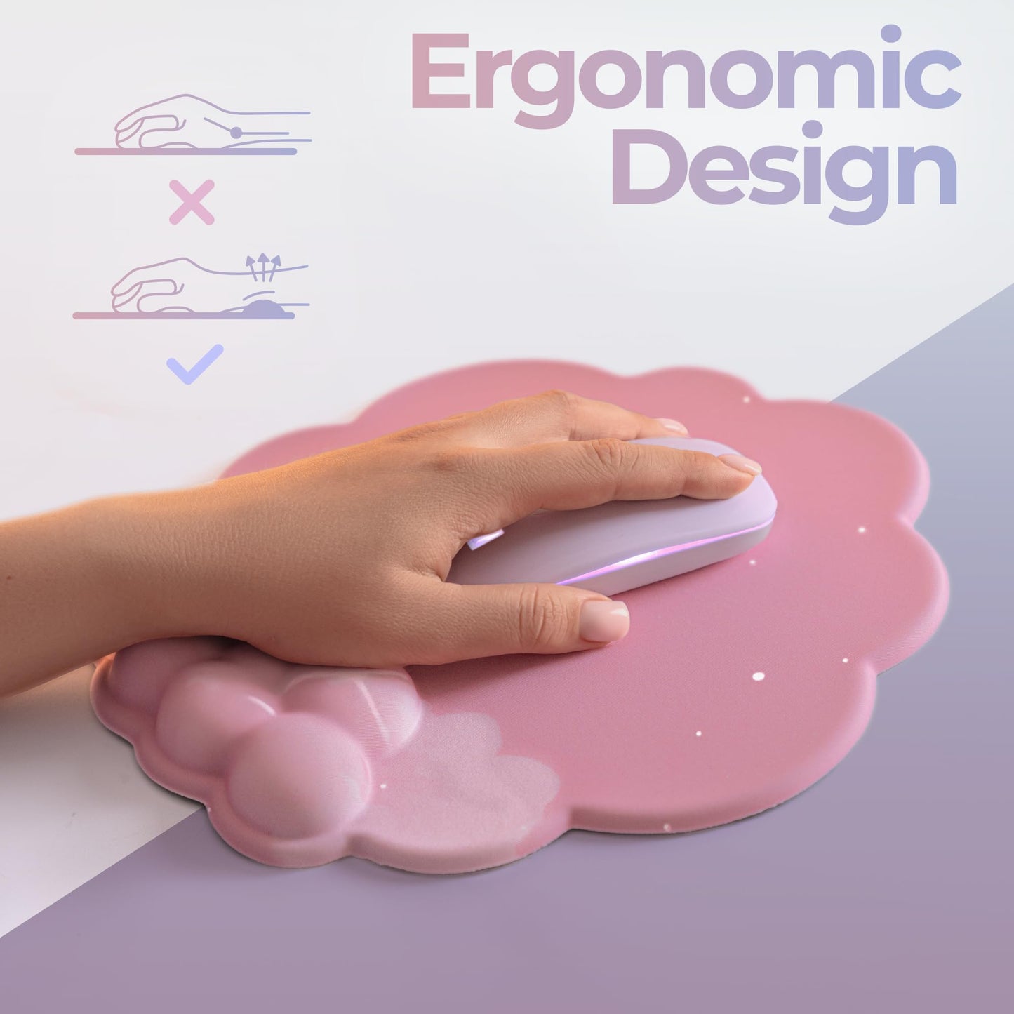 TheTrulyCharter Premium Quality Cloud Wrist Rest Keyboard & Mouse Pad Set – Ergonomic Memory Foam