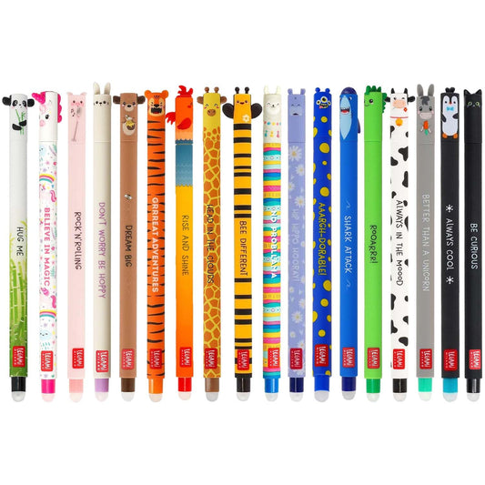 LEGAMI - Set of 18 Erasable Gel Pens with Thermosensitive Erase Ink, Range of ink colours & barrel