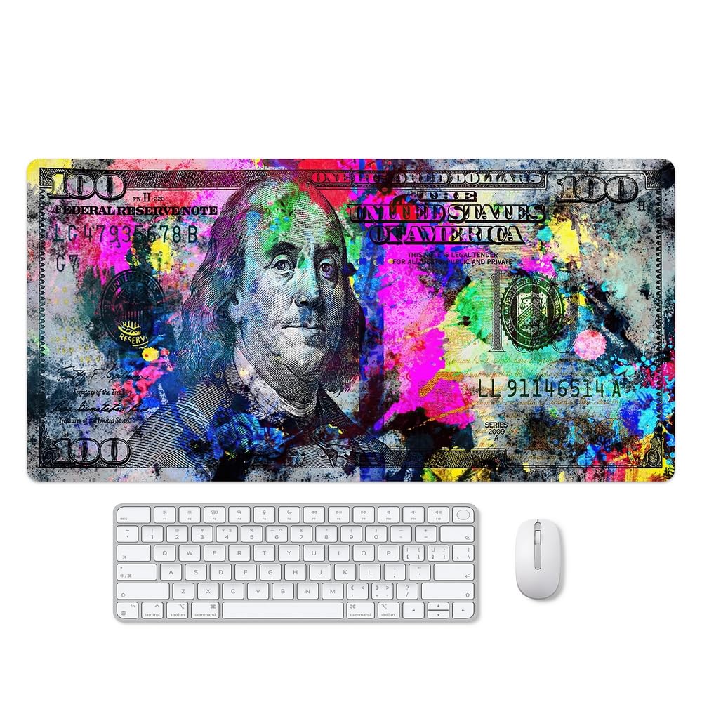 Reateforin Rainbow 100 Dollar Bills Money Gaming Mouse Pad Hundreds of US Dollar Currency Non-Slip