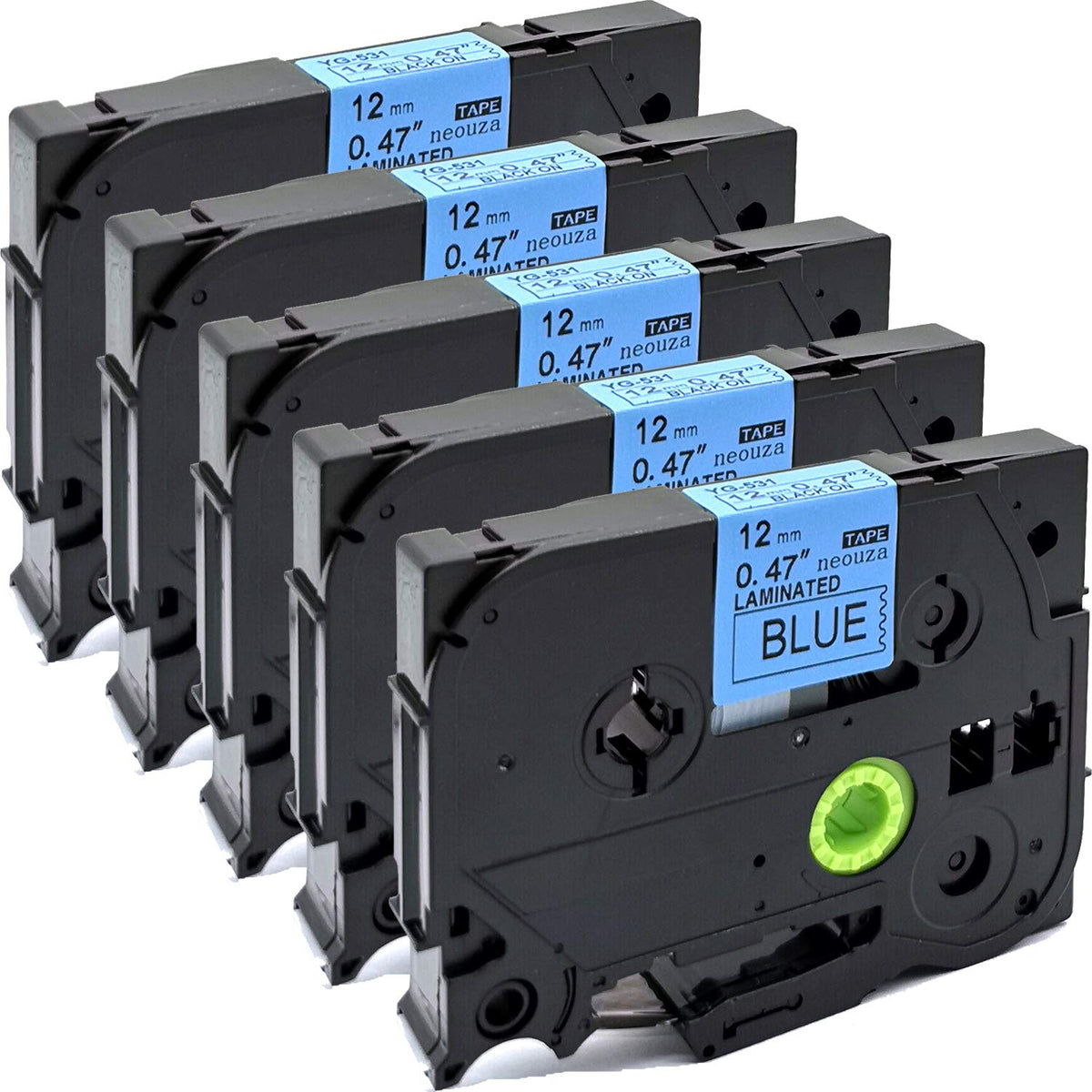 NEOUZA 5PK Compatible with Brother ptouch Label Tape Black Print on Color Background
