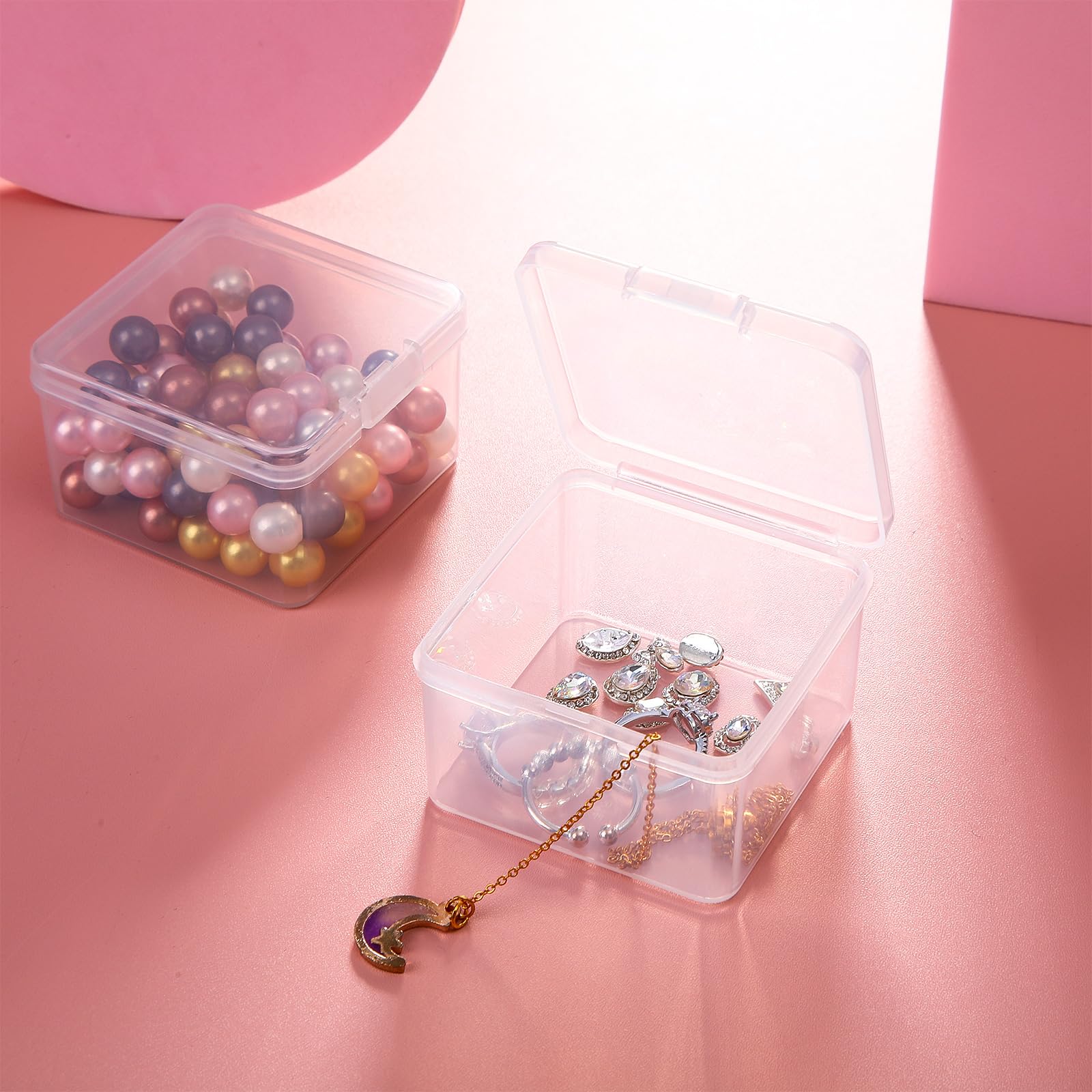 Jetec 120 Pieces Small Clear Plastic Storage Box, 2.5 x 2.5 x 1.6 Inch