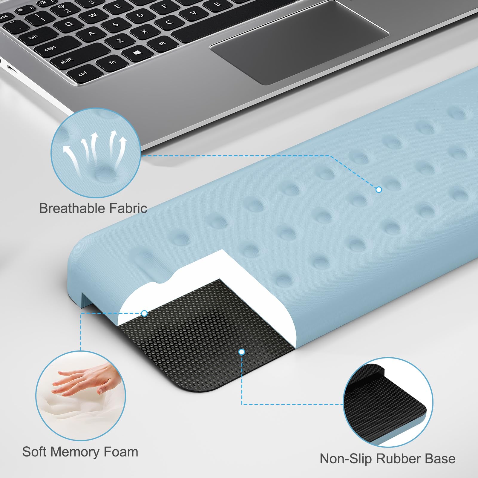 Leolee L-Shaped Desk Elbow Pads for Desk, Blue Memory Foam Arm Rest