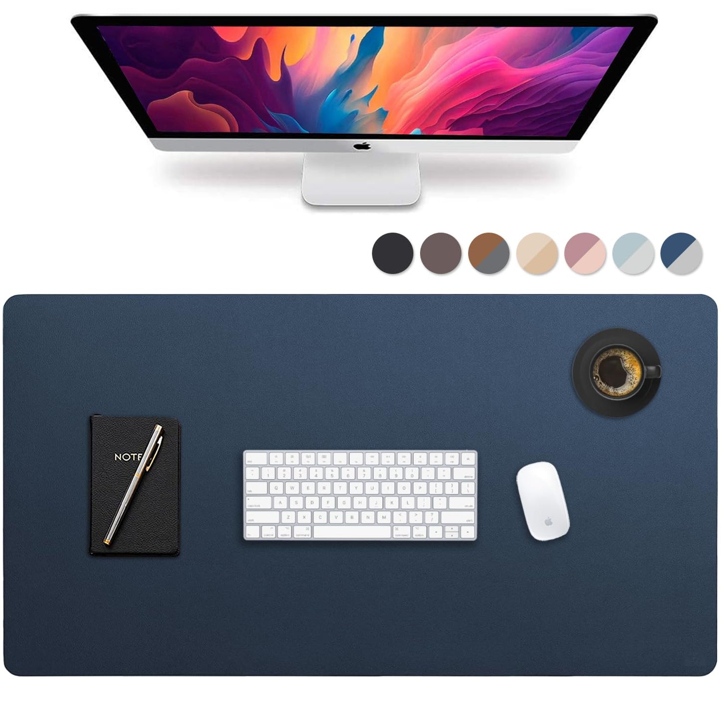 Vine Creations Leather Desk Mat Large 44" x 22", Desk Protector Mat, PU Leather Desk Pad, Large