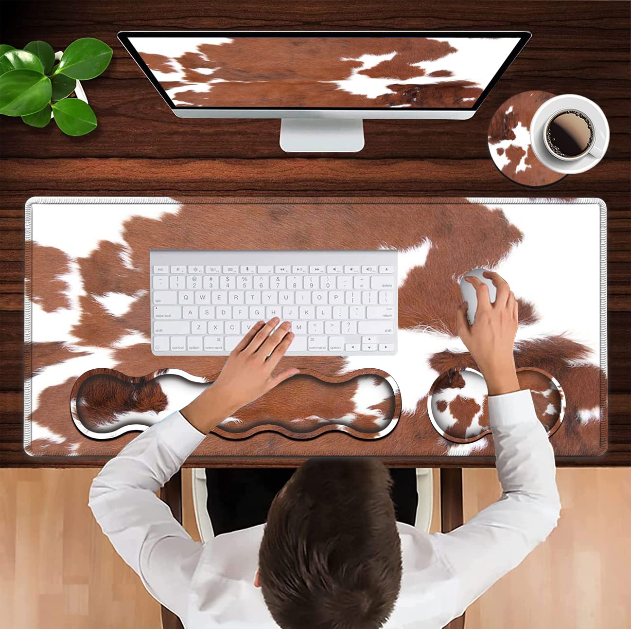 Large Mouse Pad and Gel Mouse Wrist Rest+ Memory Foam Keyboard Wrist Rest Support Set, Non-Slip