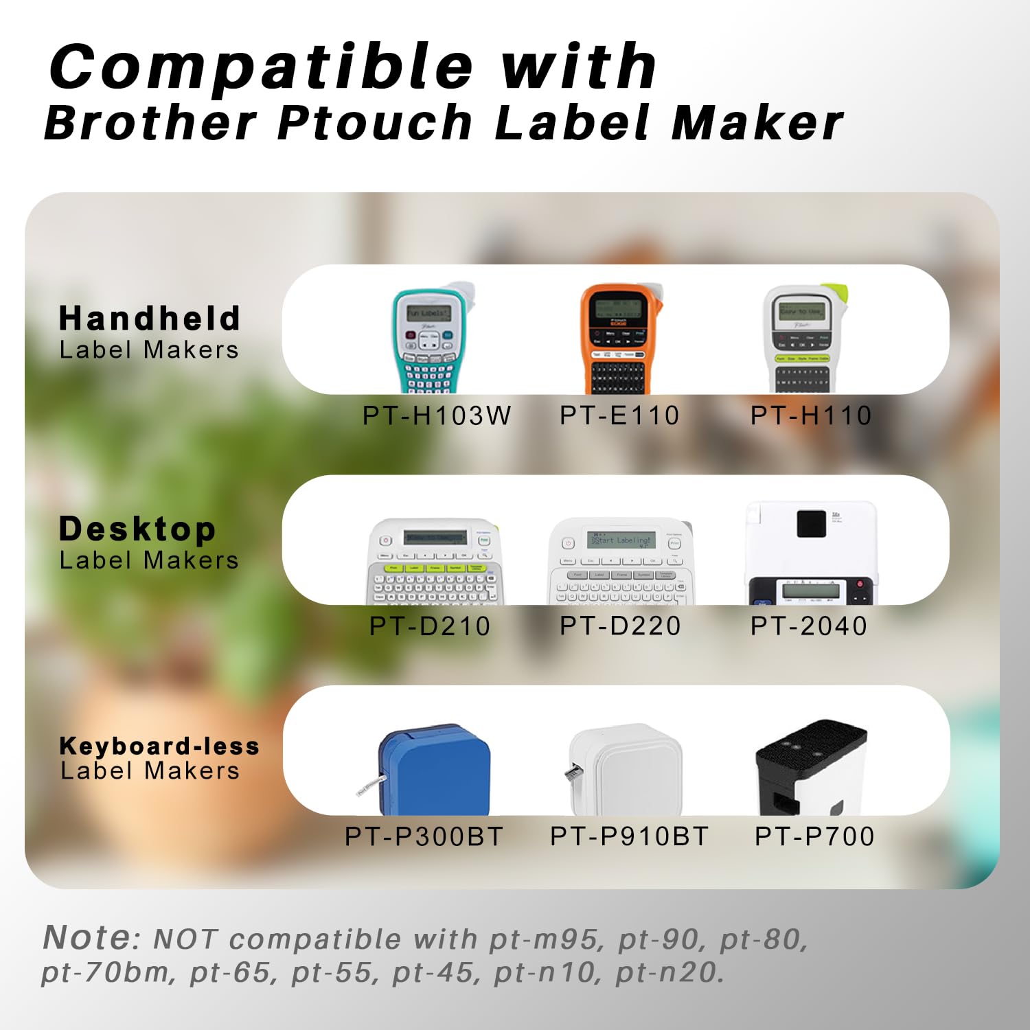 UNOKA Compatible for Brother P Touch PT-D210 PT-D220 TZe Tz Tape Color 12mm
