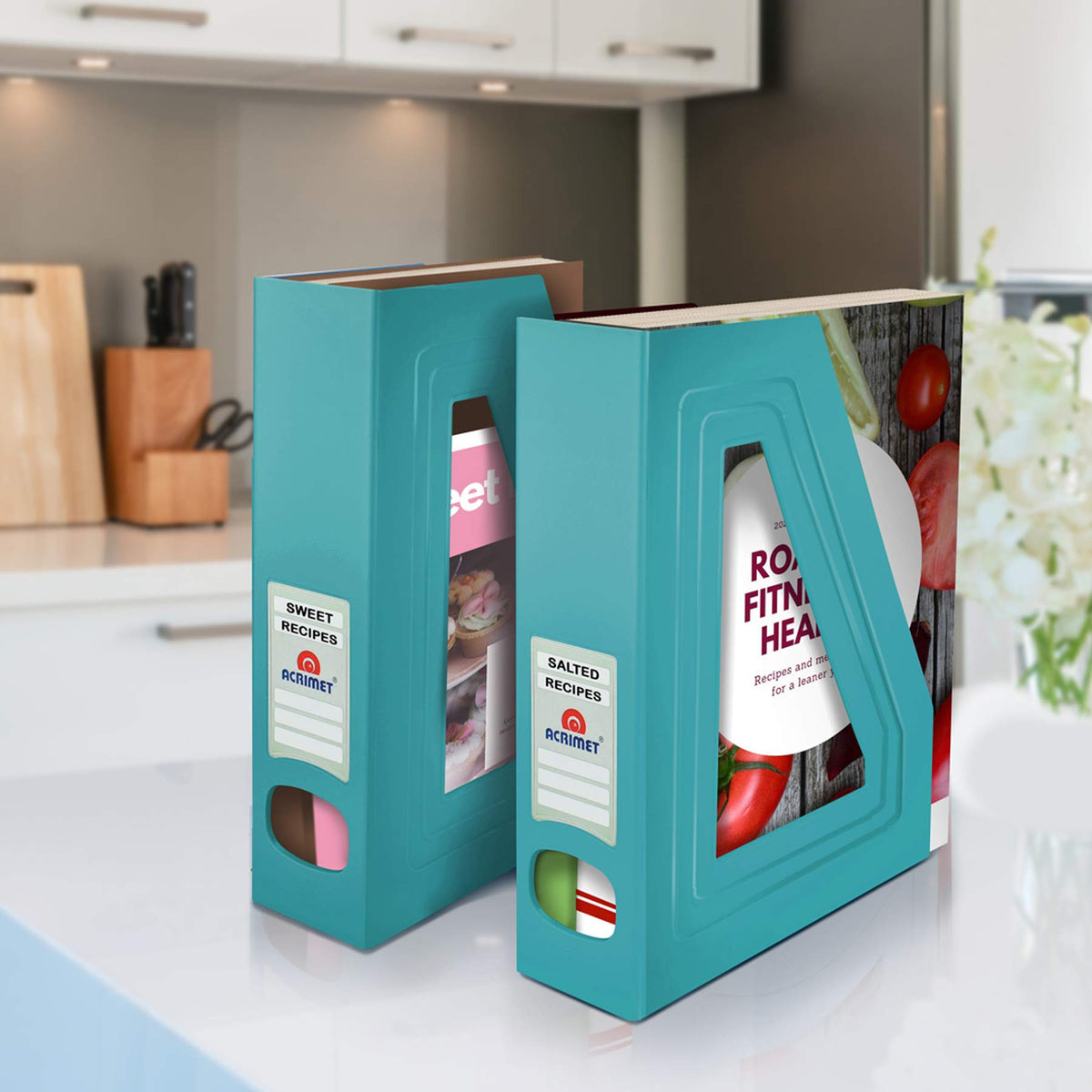 Acrimet Magazine File Holder, Vertical Desk Organizer, Solid Green, 2 Pack