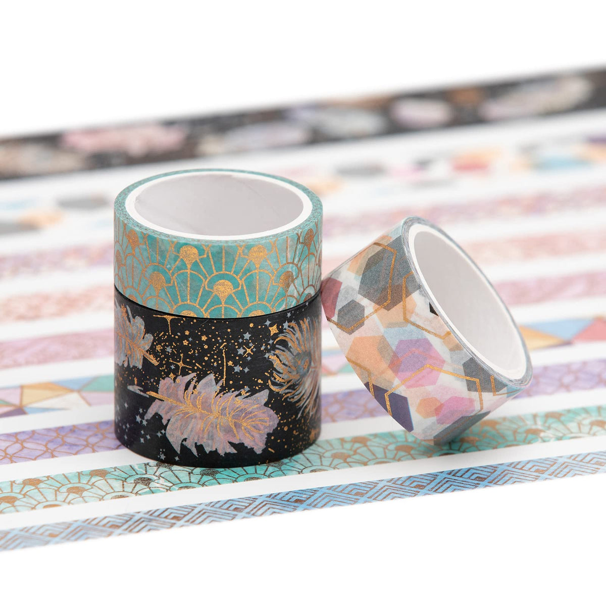 YUBBAEX Mystic Gold Washi Tape Set Wide Silver Foil Masking Tape Decorative for Arts, DIY Crafts