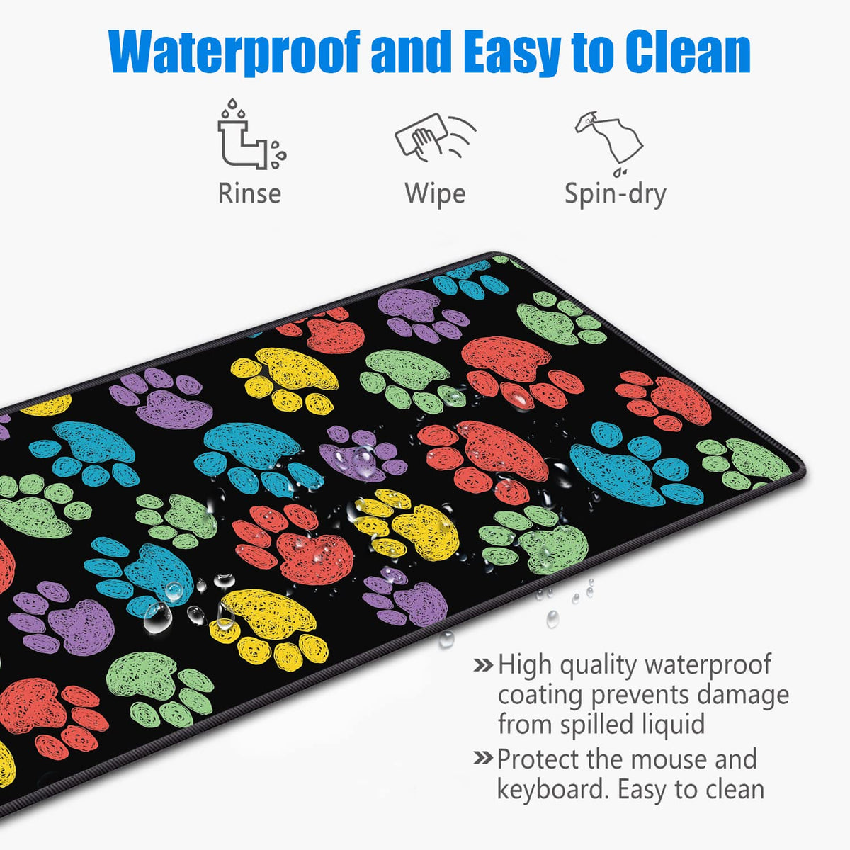 Desk Pad Mat Gaming Mouse Pads with Coasters, 31.5"x 11.8" XXL Large Computer Keyboard Mouse Mat