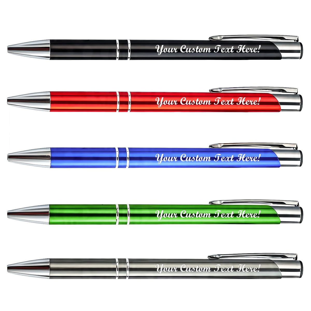 Personalized Metal Ballpoint Pen, Logo Engraving, Black Ink-50 PCS