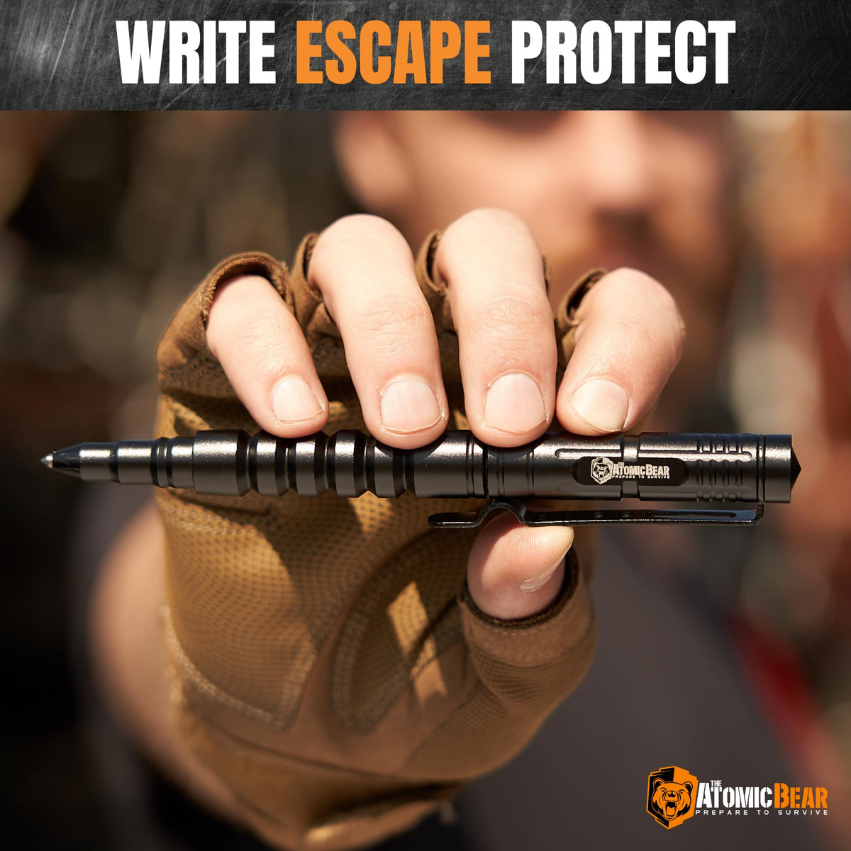 The Atomic Bear Tactical Pen - Pen With Window Breaker - Used in Police and Military Gear