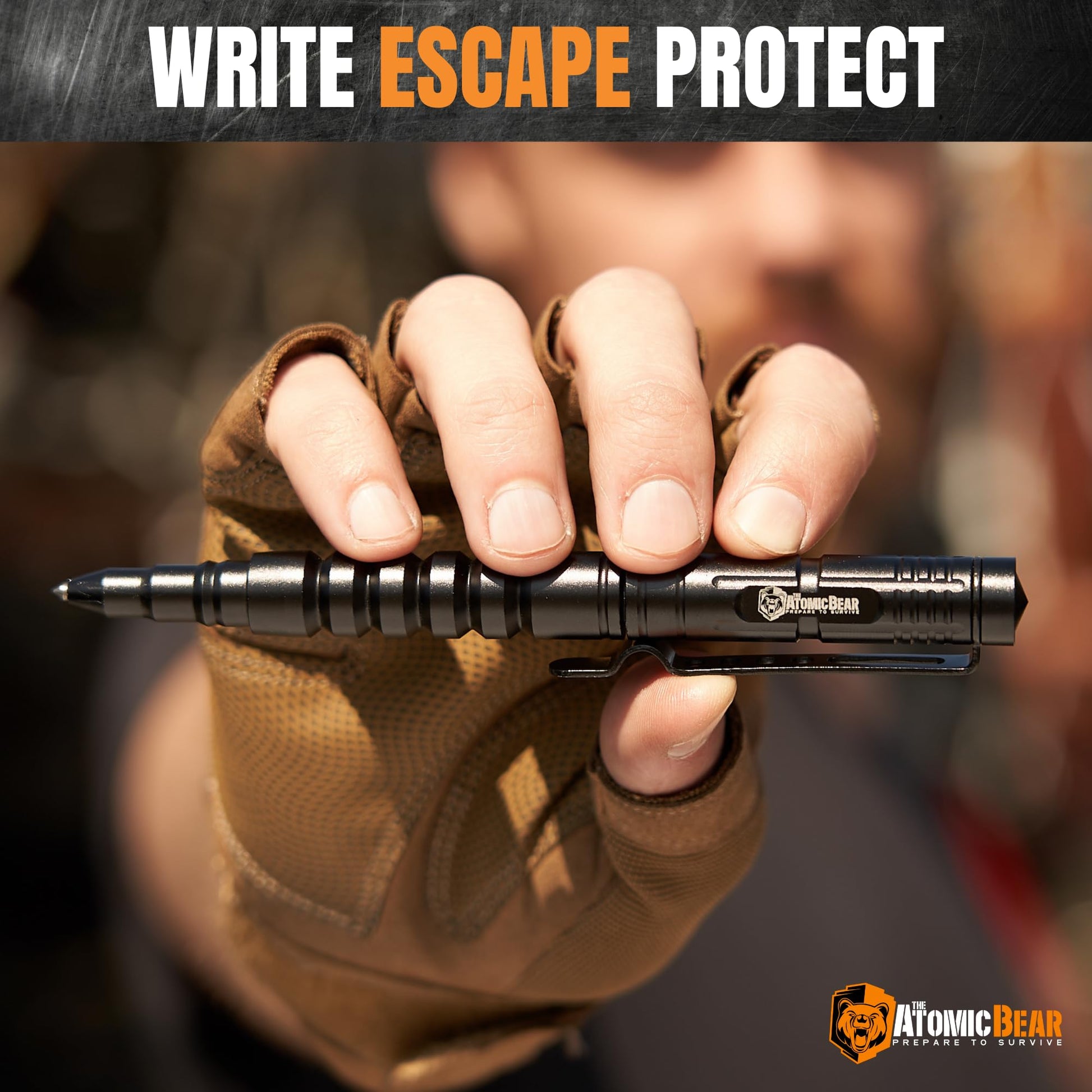 The Atomic Bear Tactical Pen - Pen With Window Breaker - Used in Police and Military Gear