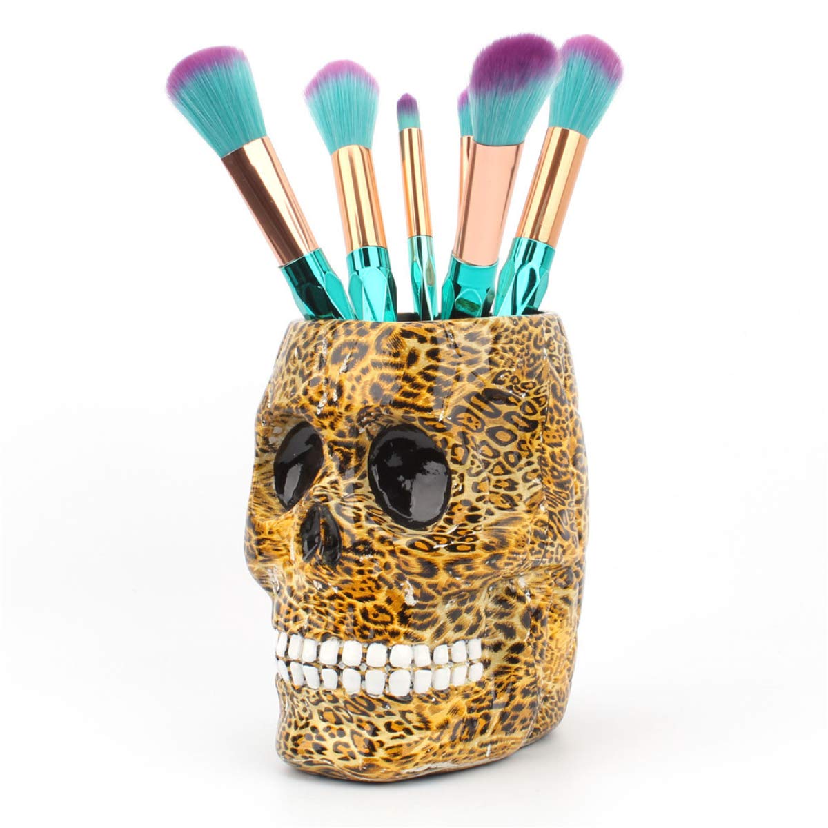 UnionKK 1 PCS Skull Pencil Holder Skeleton Pen Storage Organizer for Office Desk Skull Head Makeup