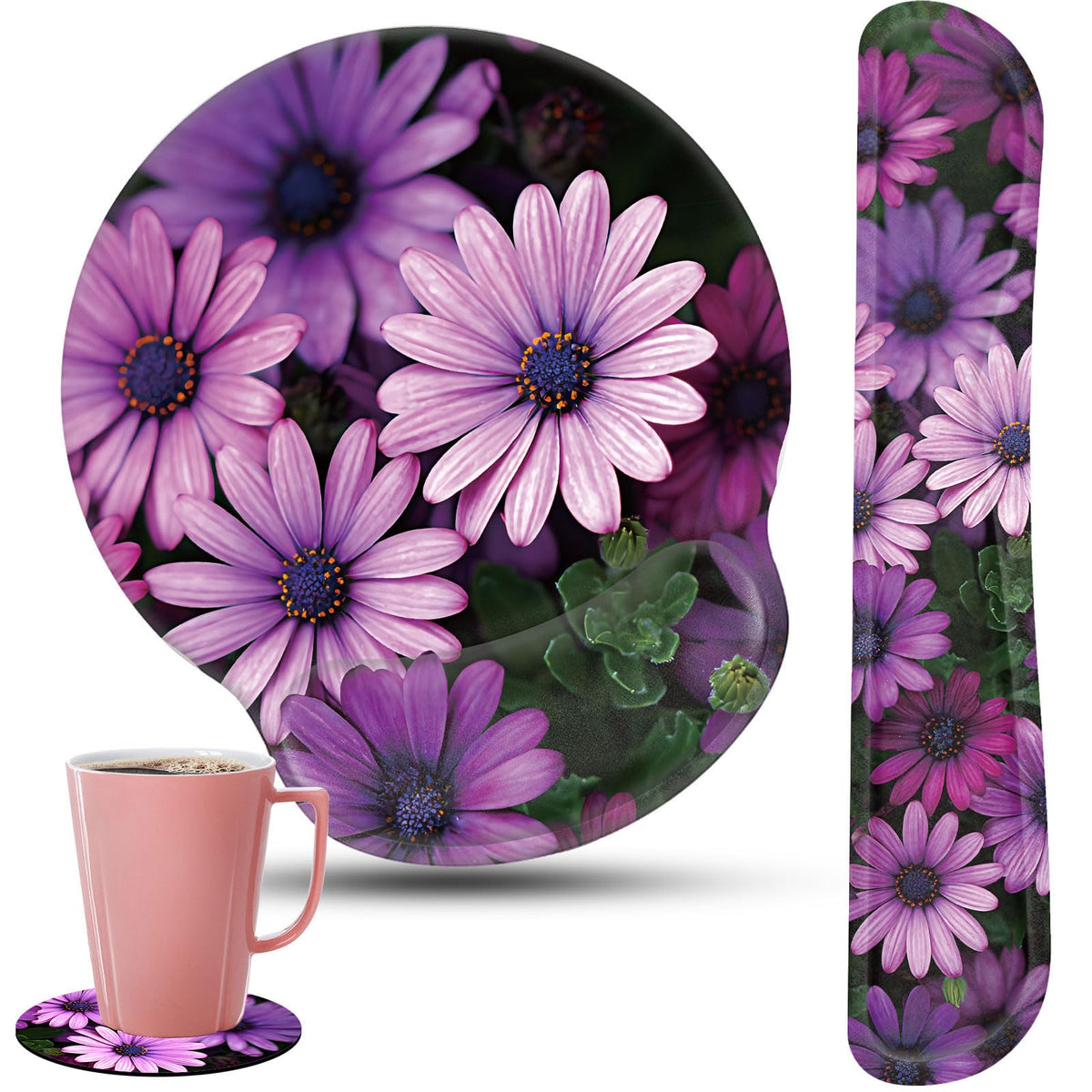 Keyboard Wrist Rest and Mouse Pad Wrist Support Set with Coasters,Ergonomic Gaming Mousepad for