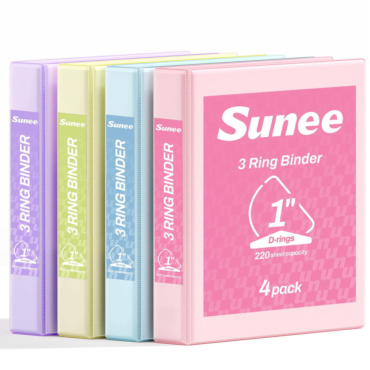 SUNEE 3 Ring Binder 1 Inch D Ring, Clear View Binder Three Ring PVC-Free (Fit 8.5x11 Inches) for