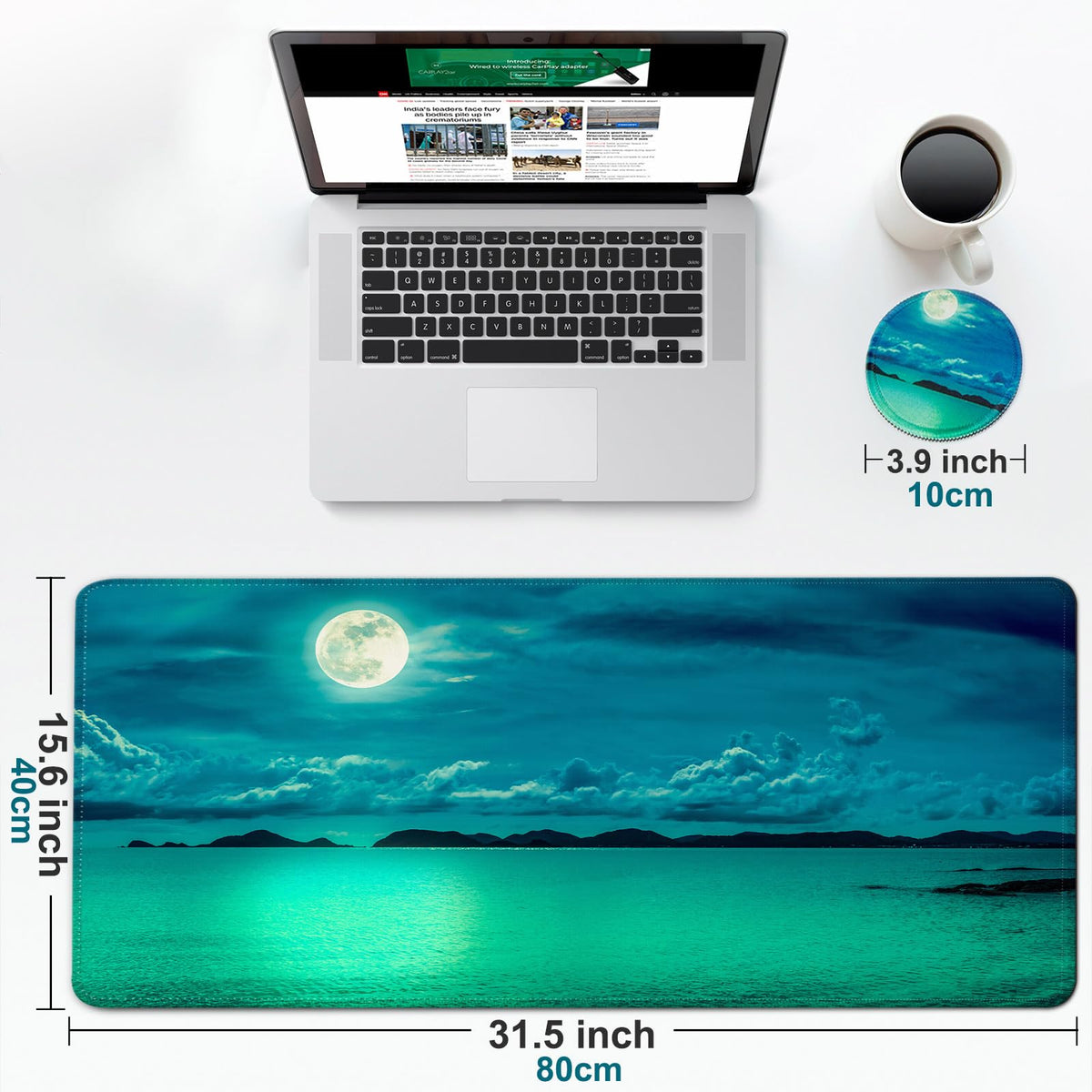 Large Gaming Mouse Pad with Coaster,Desk Matt for Desktop,Desk Mat-Ocean