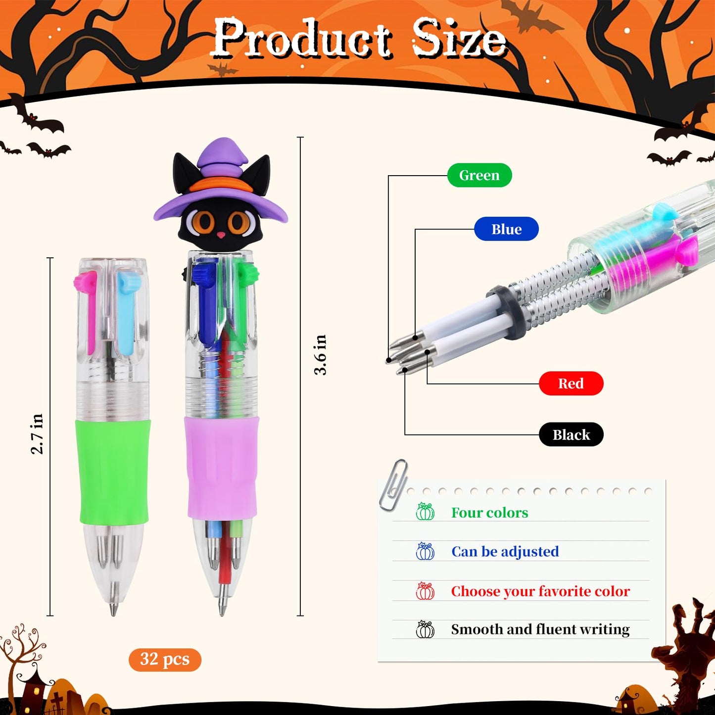 CZWZ 32Pcs Mini Multicolor Pens in One 4-in-1 Cute Pens Bulk, Ballpoint Pen for Birthdays and