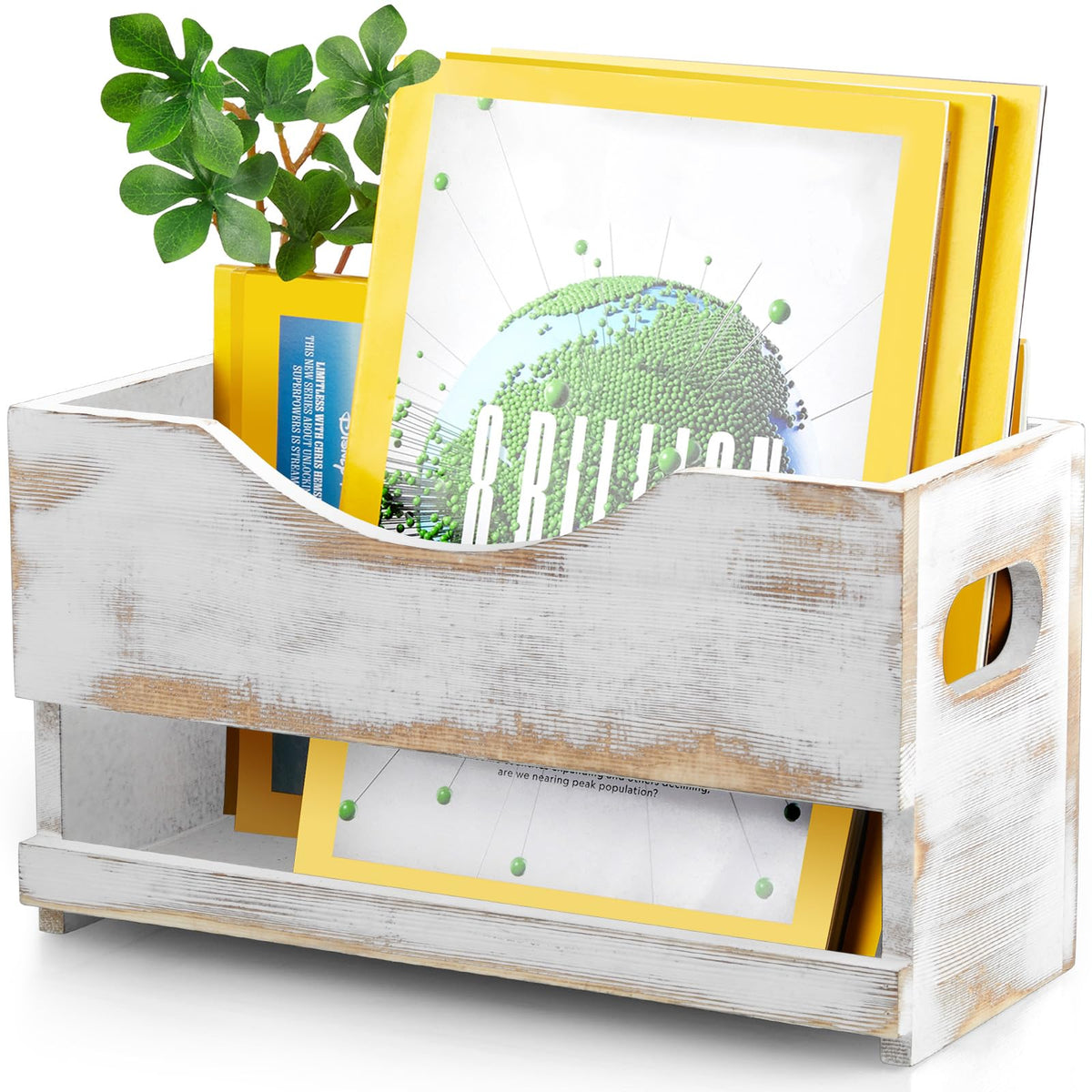 DRASTAR Magazine Holder, Bathroom Magazine Rack Floor, Wood Magazine Holder, Storage Holder for