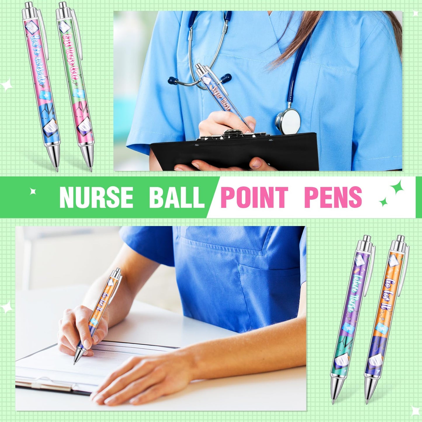 Jetec 50 Pcs Nurse Week Pens Ballpoint Bulk Cna Gift Appreciation Ink Funny Pens Set OT Month