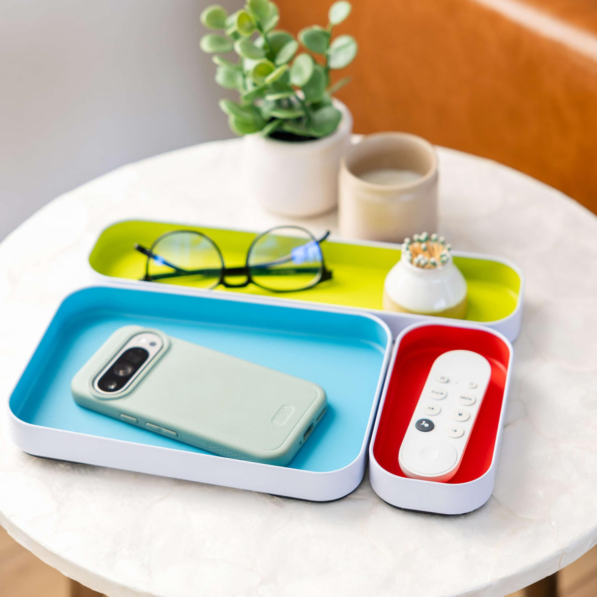 Three by Three Seattle Metal Drawer Organizer Tray Set, 6-Pc (Multicolor)