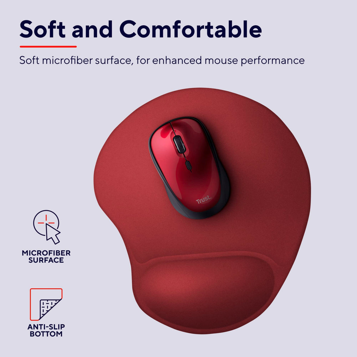 Trust Bigfoot Gel Mouse Pad - Monotone Red
