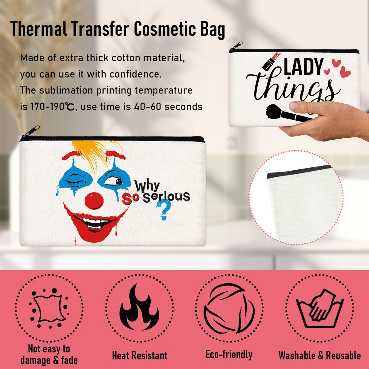 Legigo 20 Pack Blank Canvas Bag Zipper Pouch Makeup Bags Bulk- Multi-Purpose White Canvas Pencil
