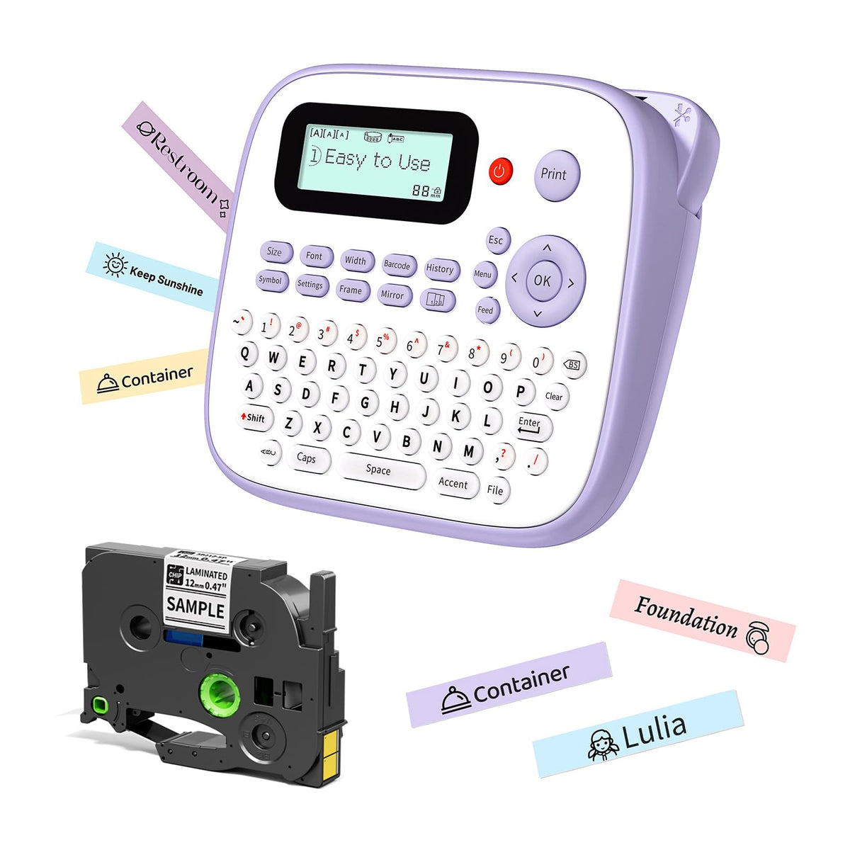 EazeID D210S Label Maker Machine with-Tape, Label Maker Waterproof-Labels