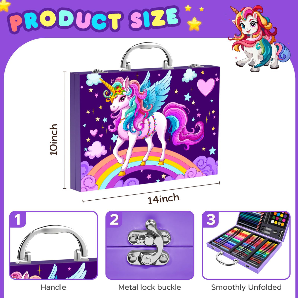 homicozy Art Supplies Kit for Kids Ages 4-12,Unicorn Art Case Coloring Set,Drawing Kits with