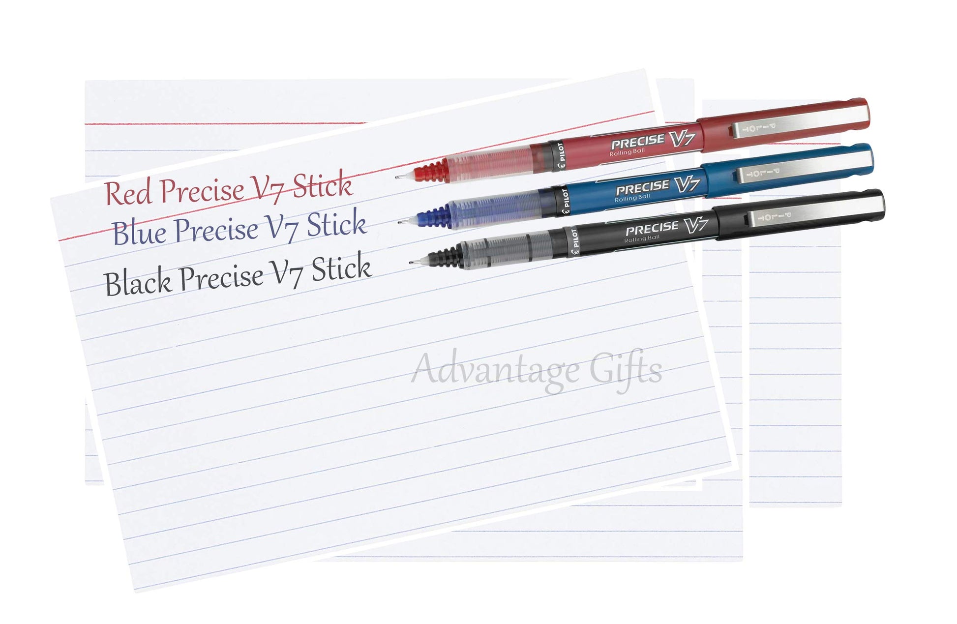 Advantage Gifts Precise V7 Stick Rolling Ball Pens, Fine Point (.7mm), Assorted Colors Black/Blue