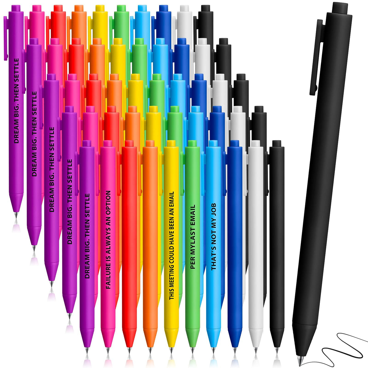 Epakh 50 Pcs Funny Pens Bulk, Motivational, Bright Colors