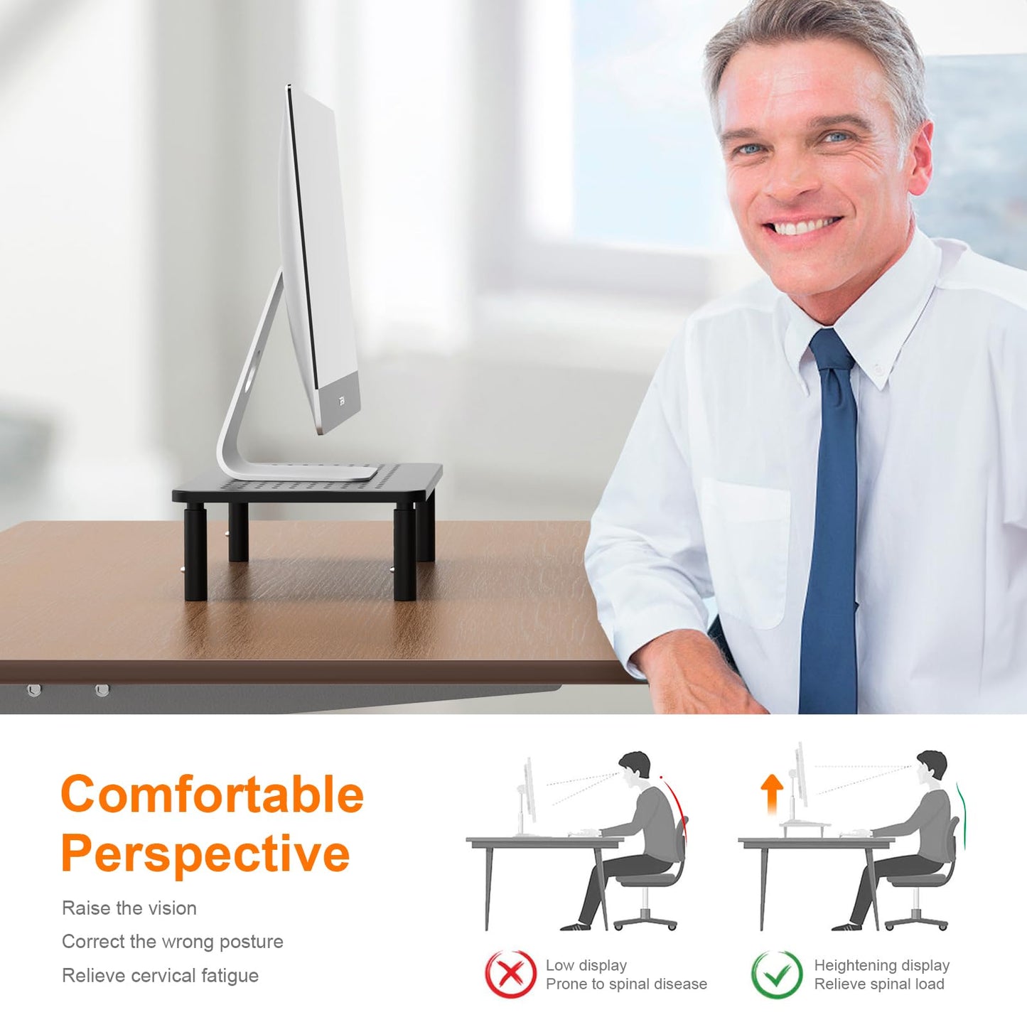 GRIFEMA Desk Monitor Stand, 3 Height Adjustable Screen Riser