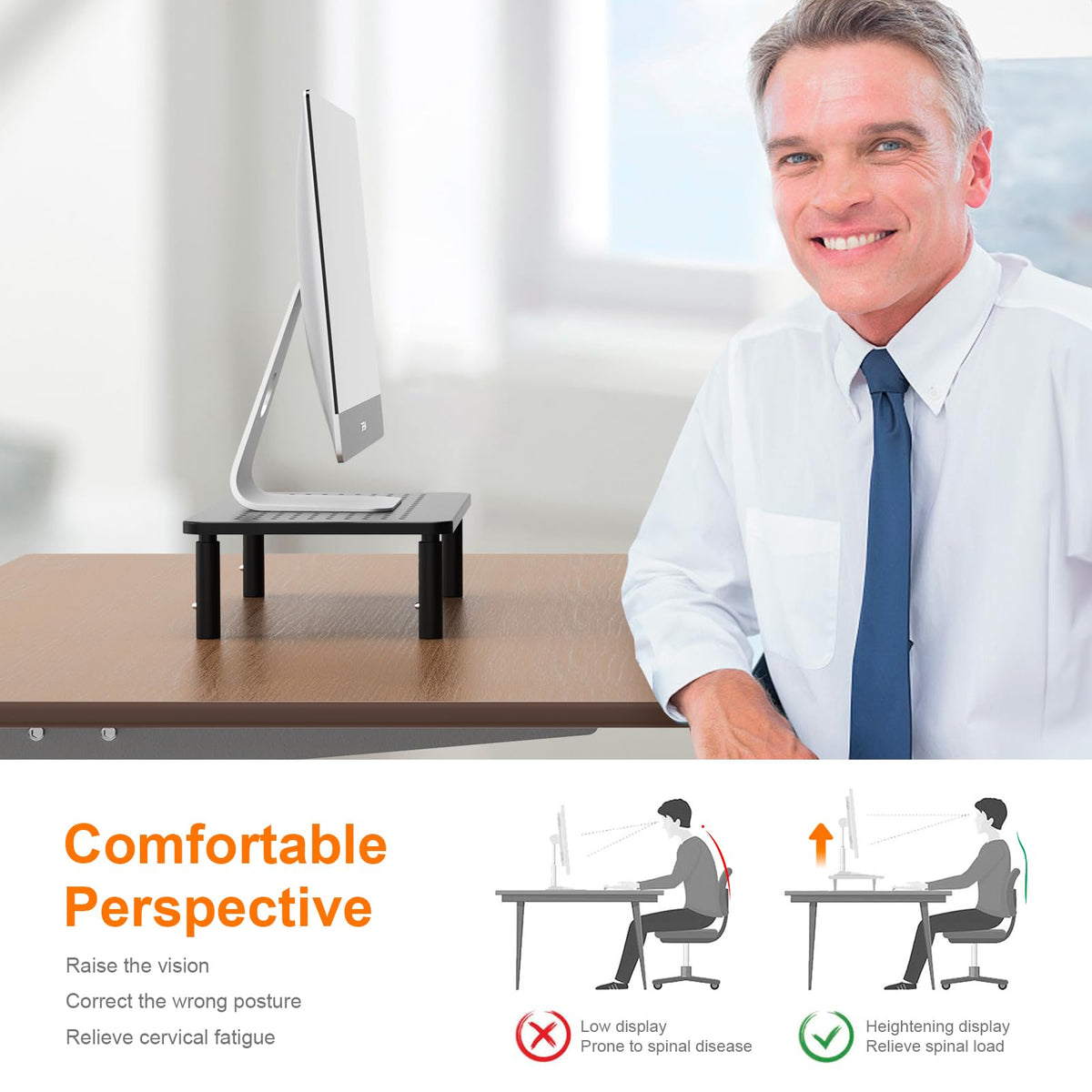 GRIFEMA Desk Monitor Stand, 3 Height Adjustable Screen Riser