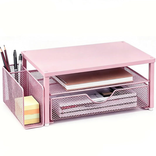 Spacrea Desk Organizers and Accessories, Printer Stand with Storage, Pink