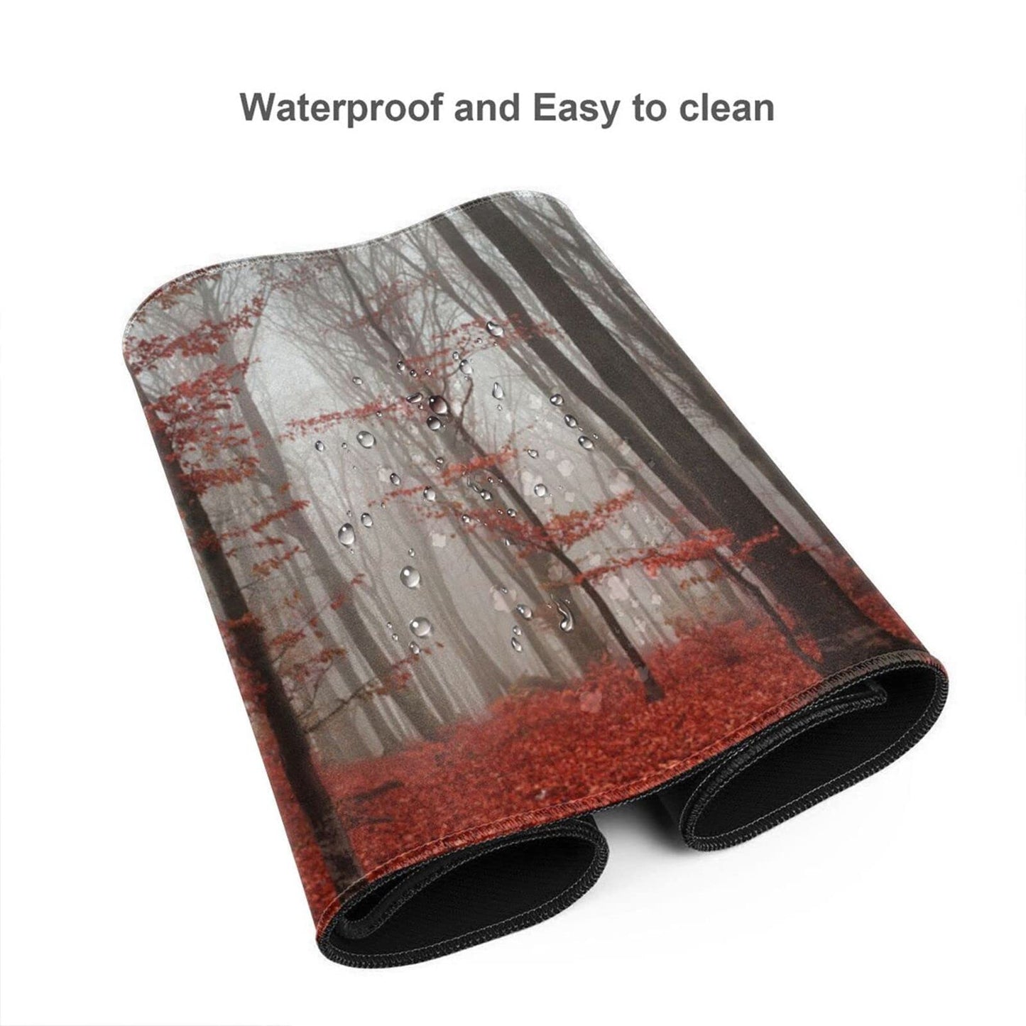 ZTHLL Desk Mat,Beautiful Autumn Foggy Forest Gaming Mouse Pad,XXL Extended Mouse Pad Mat for