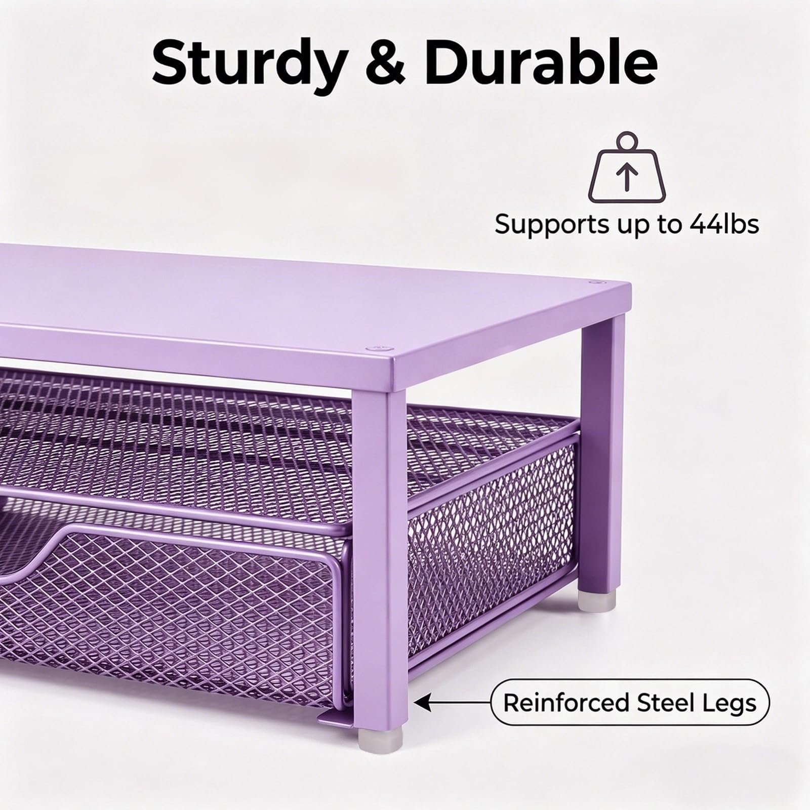 Spacrea Desk Organizers and Accessories, Printer Stand with Storage, Purple