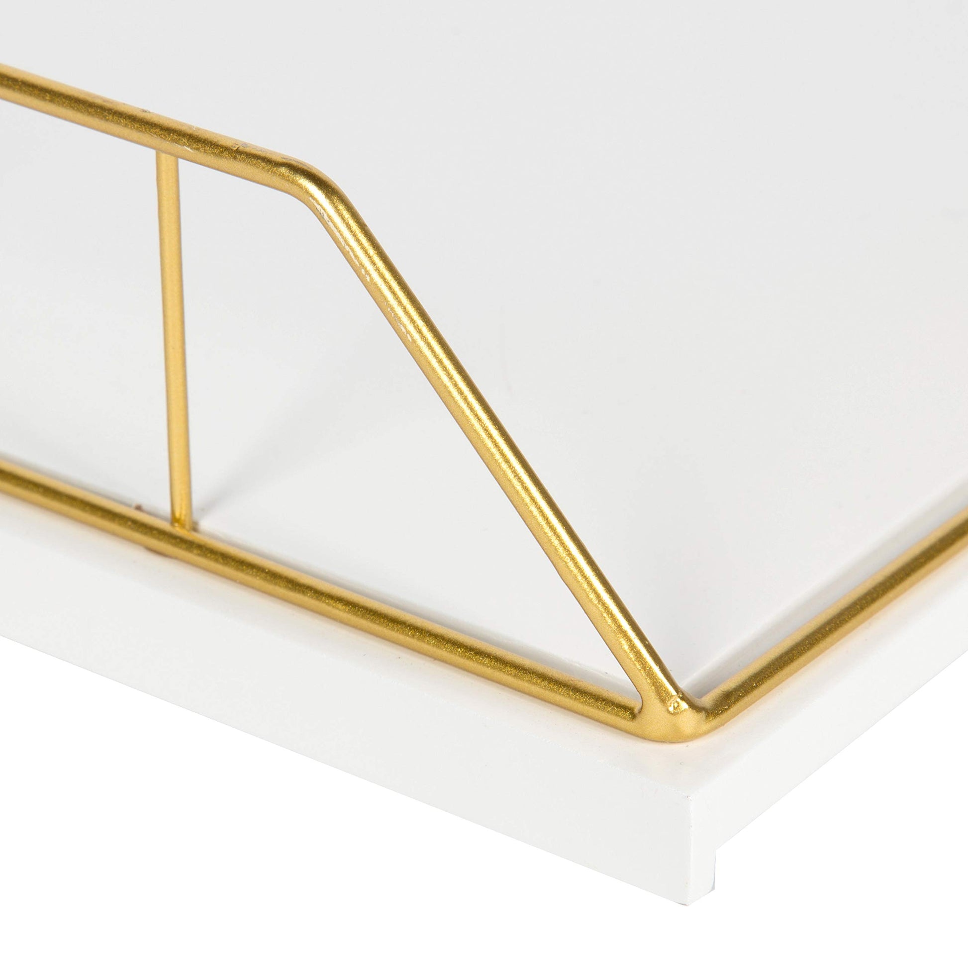 Kate and Laurel Benbrook Stacked Metal and Wood Letter Trays, White and Gold
