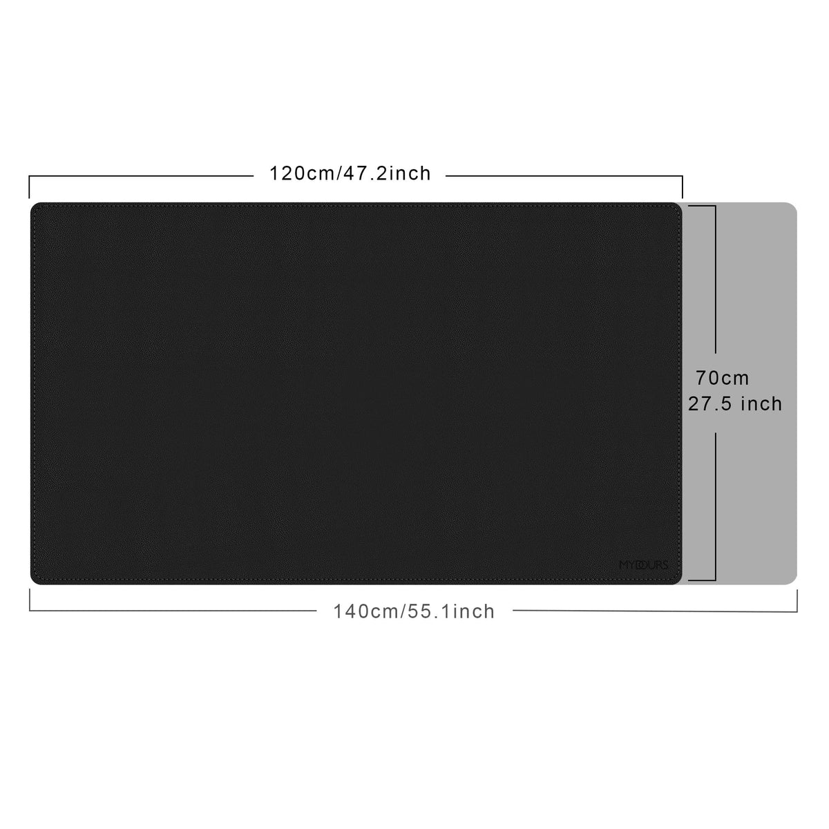 Mydours 48"x28" XXL Large PU Leather Desk Mat, Gaming Mouse Pad, (Black)