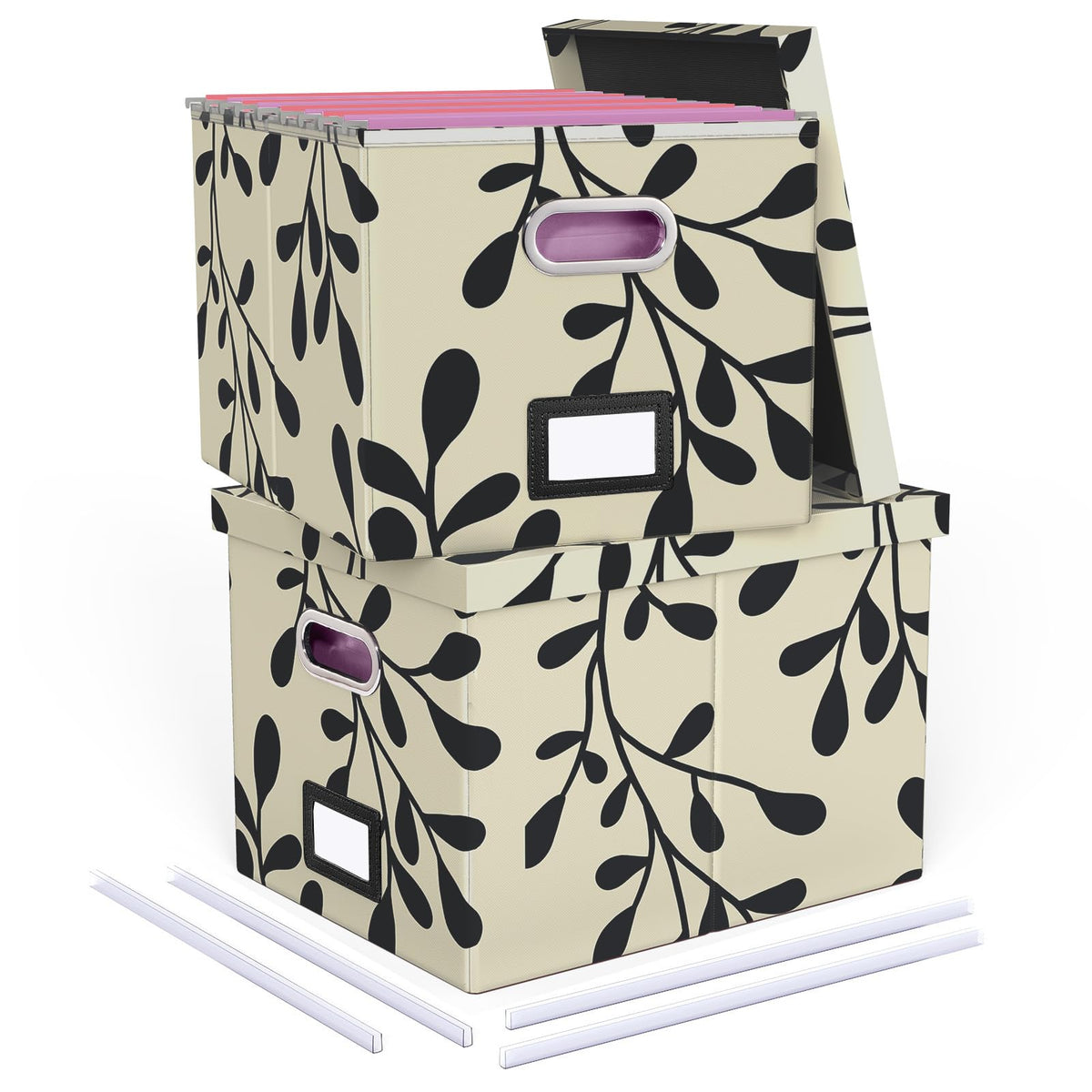 Oterri 2 Pack File Storage Organizer, Document Organizer, Portable File Box with Lid, Fit for
