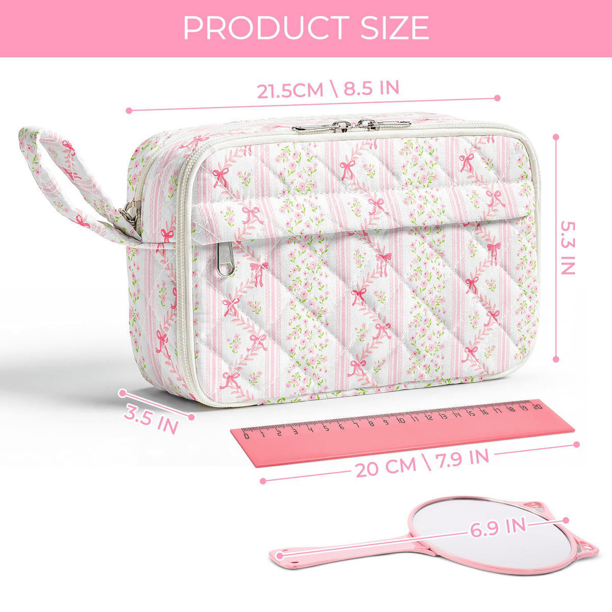 WOBAGMEN Quilted Pencil Pouch for Girls Women, Large Pencil Case Pouch with Compartments Cute