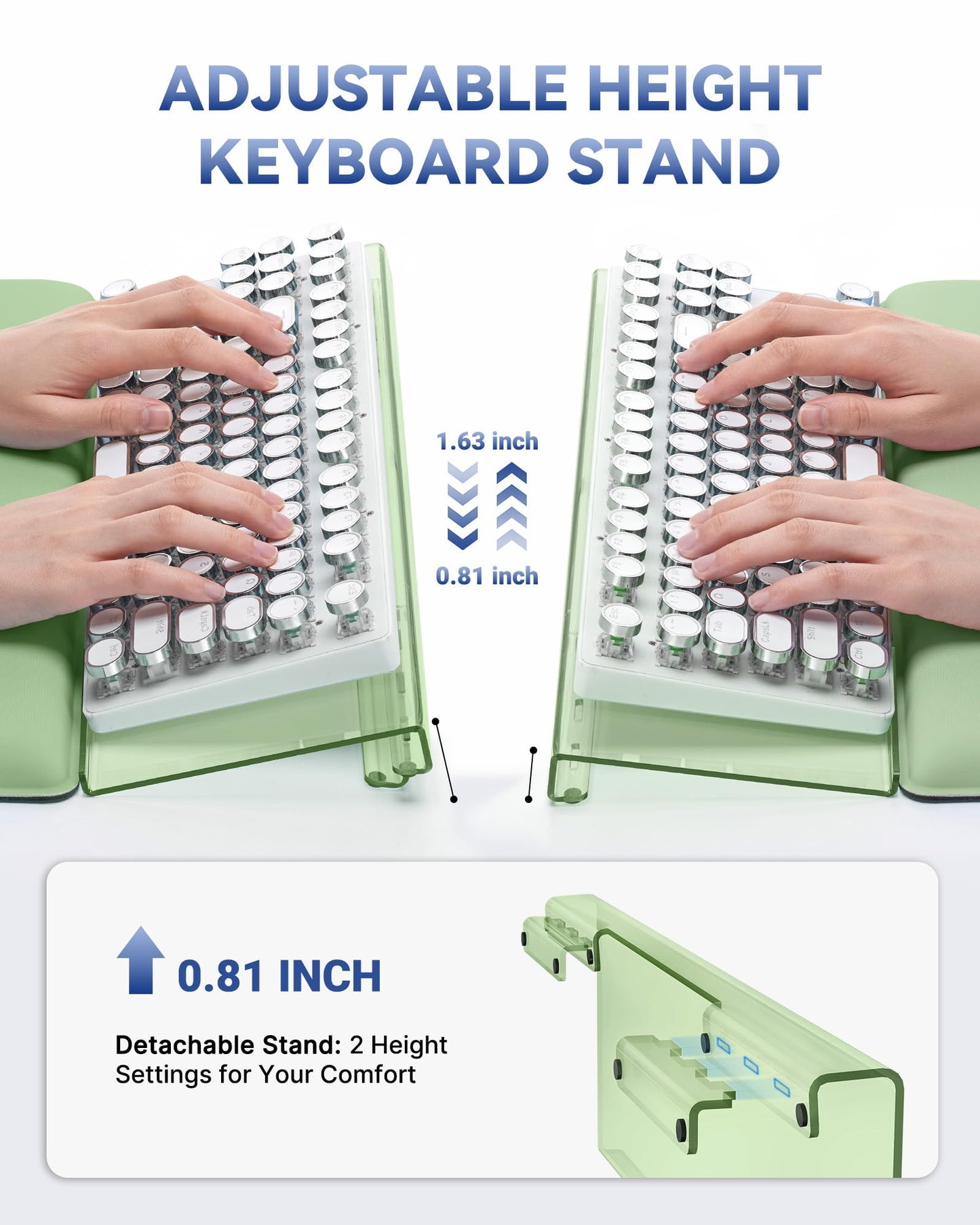 Adjustable Computer Keyboard Stand for Desktop, Keyboard Wrist Rest(Green)