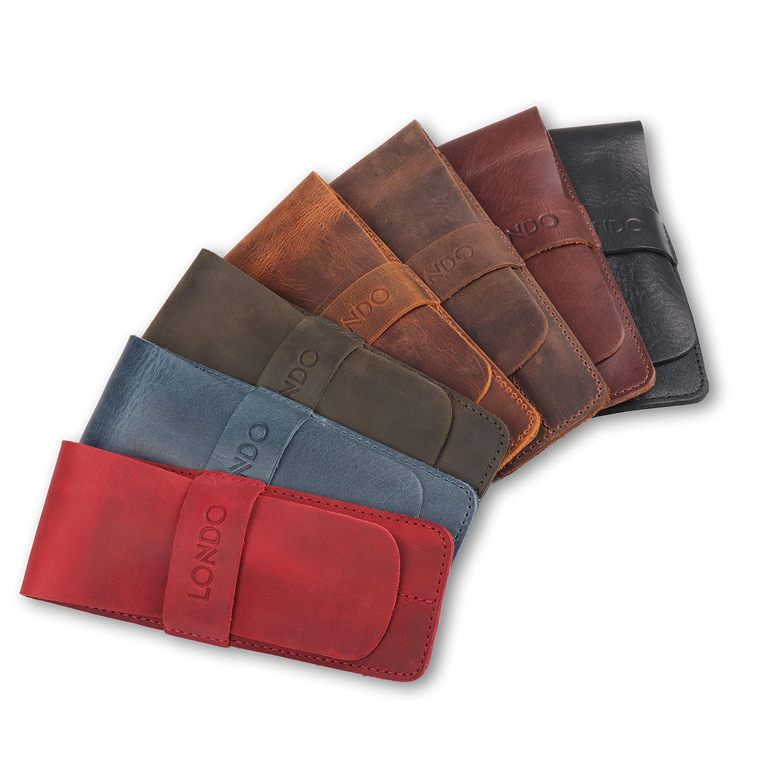 Londo Genuine Leather Pen and Pencil Case with Tuck in Flap, Stationery Bag - Two compartment