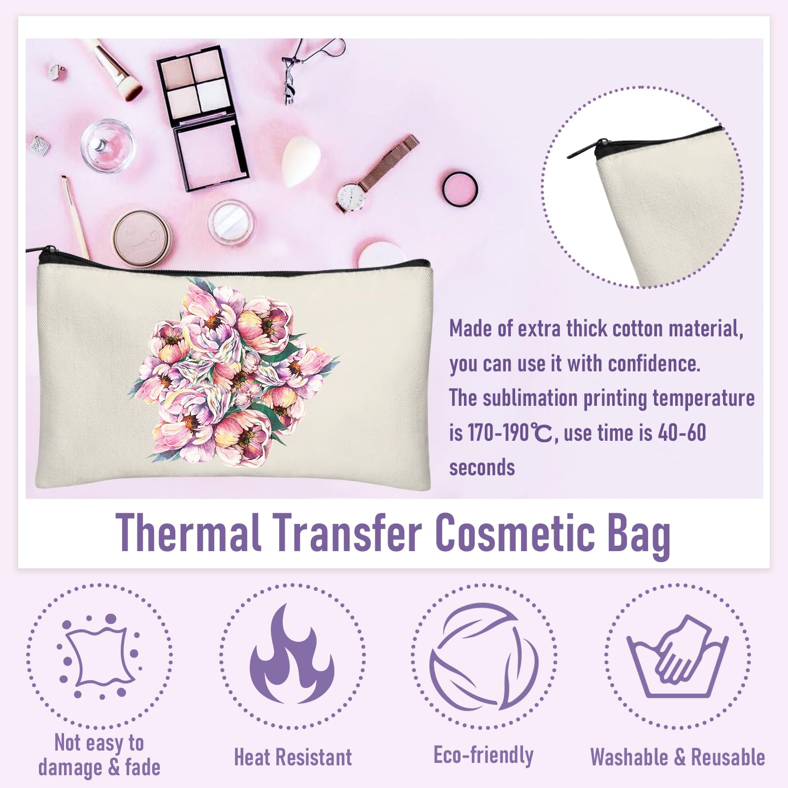 Legigo 20 Pack Blank Canvas Bag Zipper Pouch Makeup Bags Bulk - Multi-Purpose Canvas Pencil Pouch