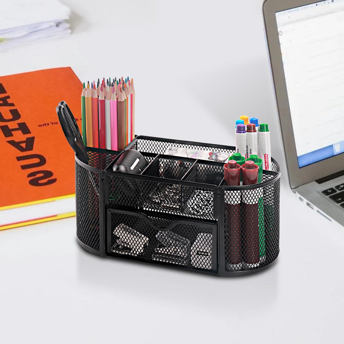 Comix Mesh Pen Holder, Desk Organizer for Home Office, Black