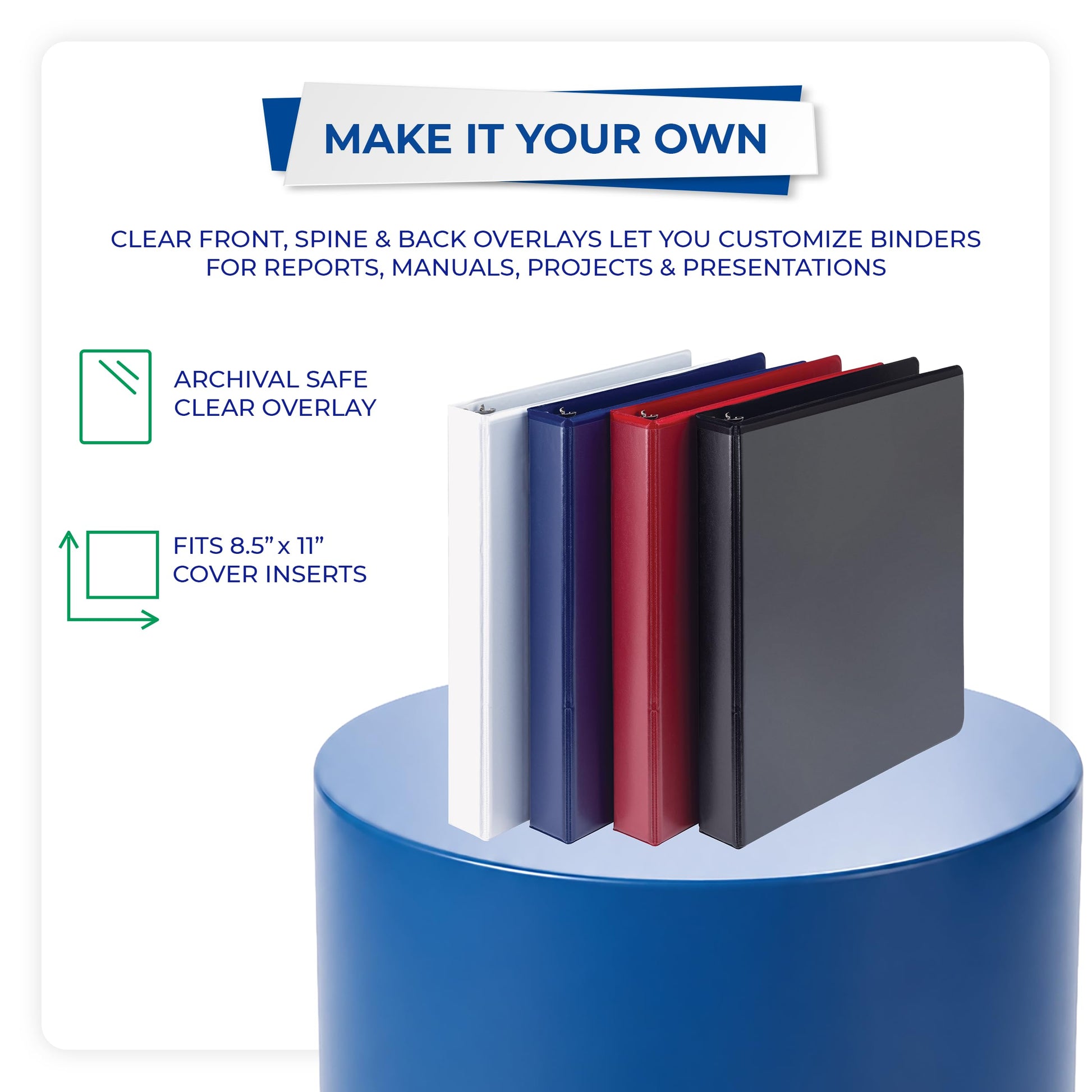 Samsill Durable 1 inch 3 Ring Binder, D Ring Binder, Customizable Clear View Cover, Basic