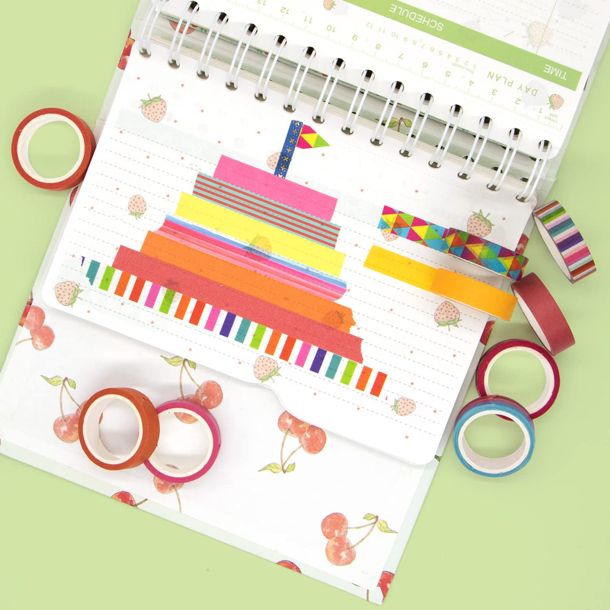 MPOPUUL Ninico 30 Rolls Washi Tape Set - 10mm Wide, Colorful Flower Style Design, Decorative