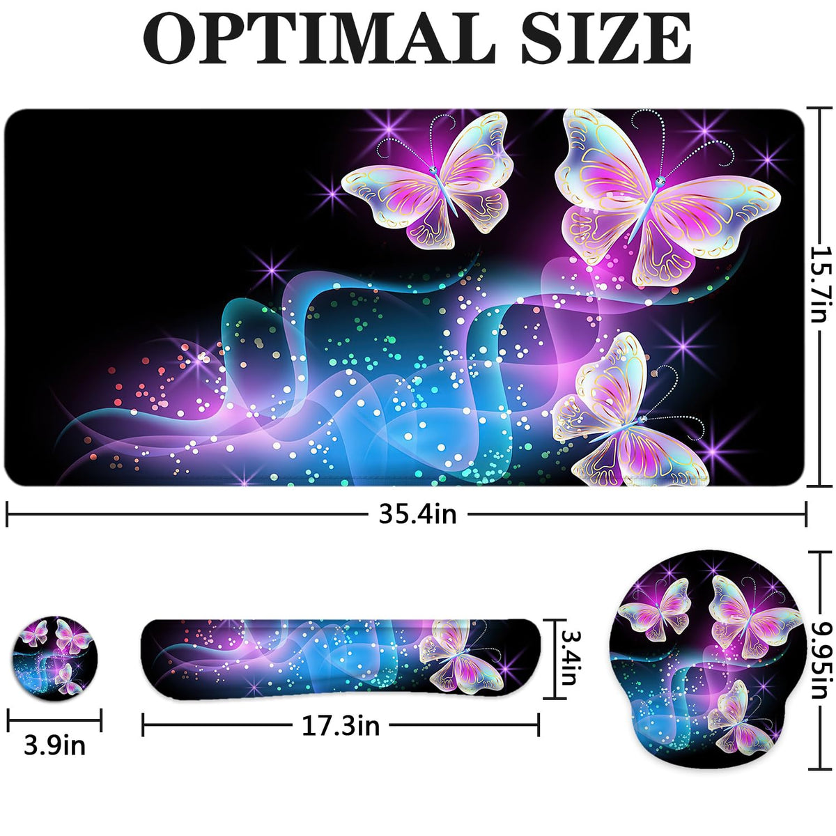 Large Desk Mat, Mouse Pad with Wrist Support, Keyboard Wrist Rest Set