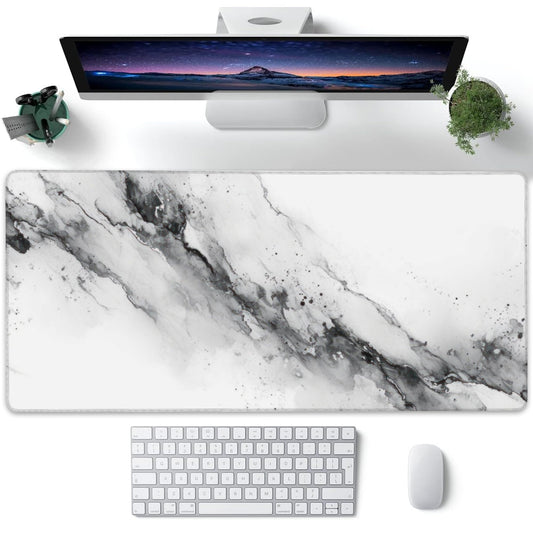 XXL Mouse Pad, White Black Marble Texture Large Desk Mat for Desktop, Extended Large Gaming Mouse