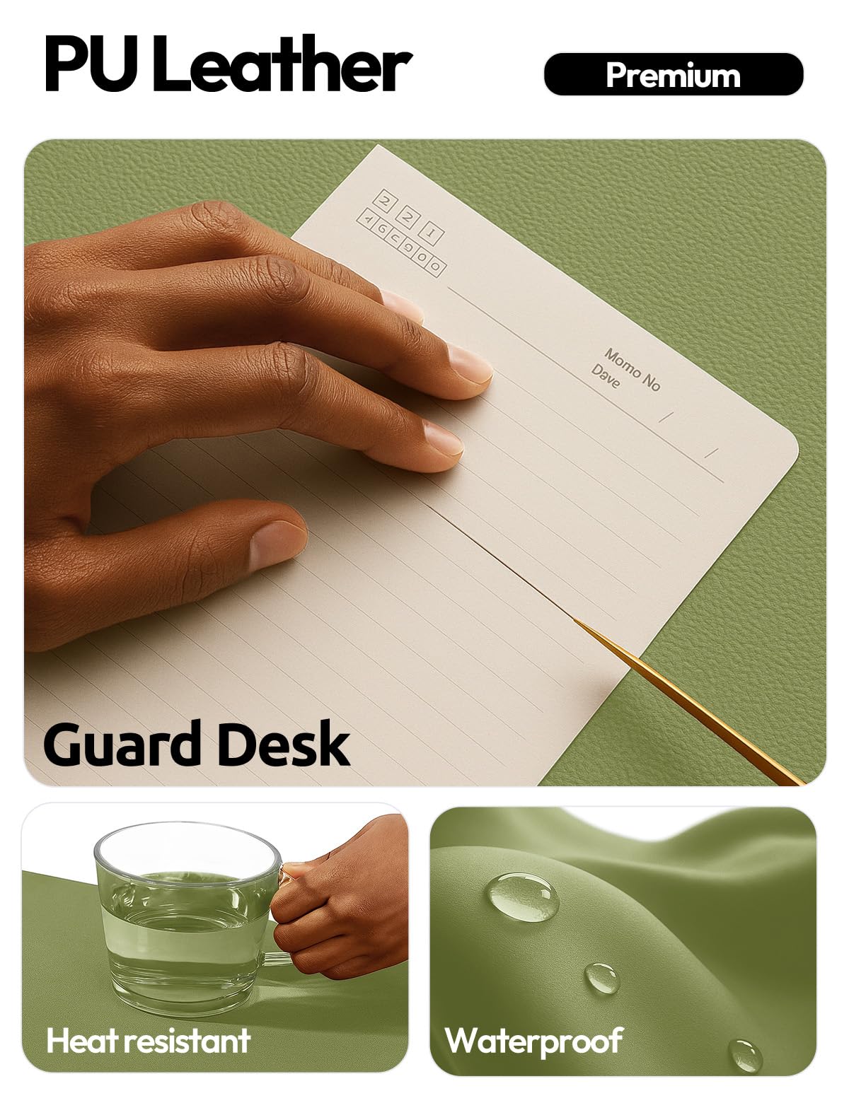 YSAGi Leather Desk Protector, Office Mat, Large Mouse Mat, Non-Slip PU Leather Blotter, Laptop Pad